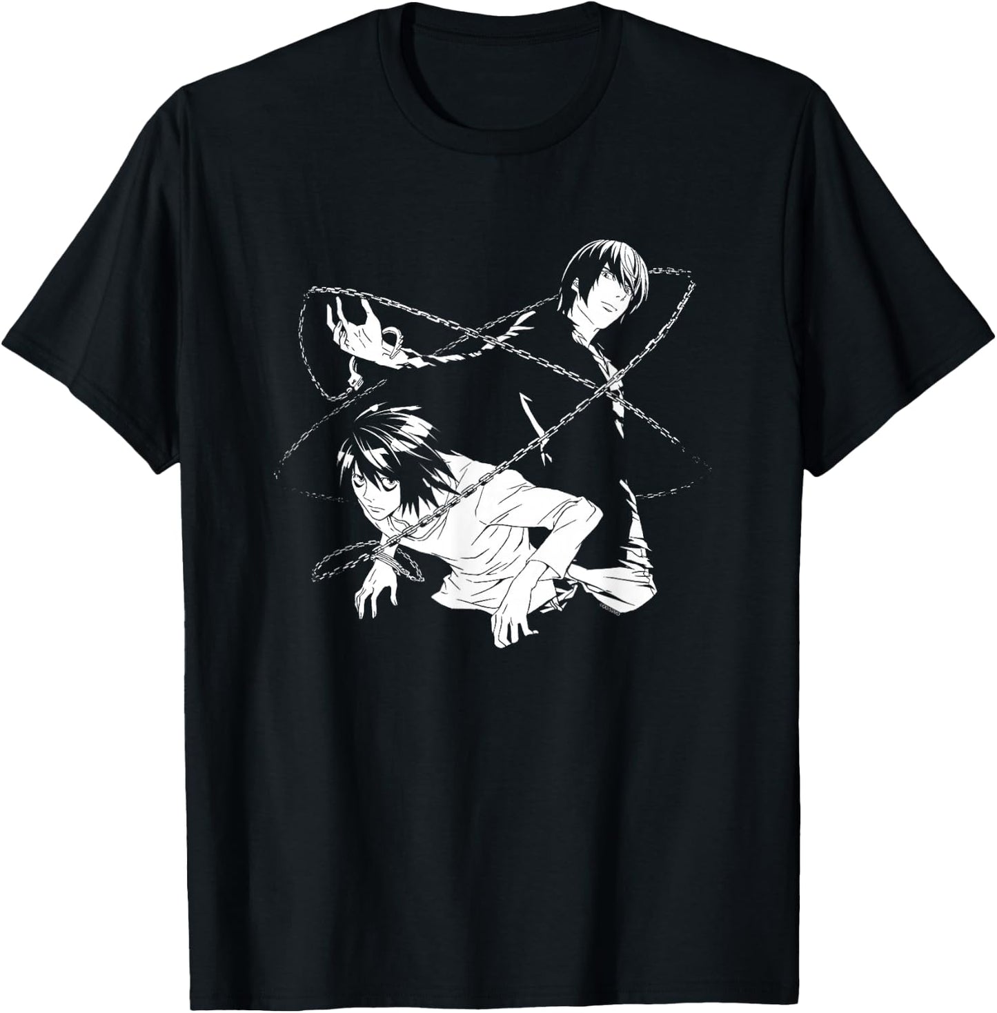 Death Note Light and L Chains Anime T-Shirt - T-Shirt | Black