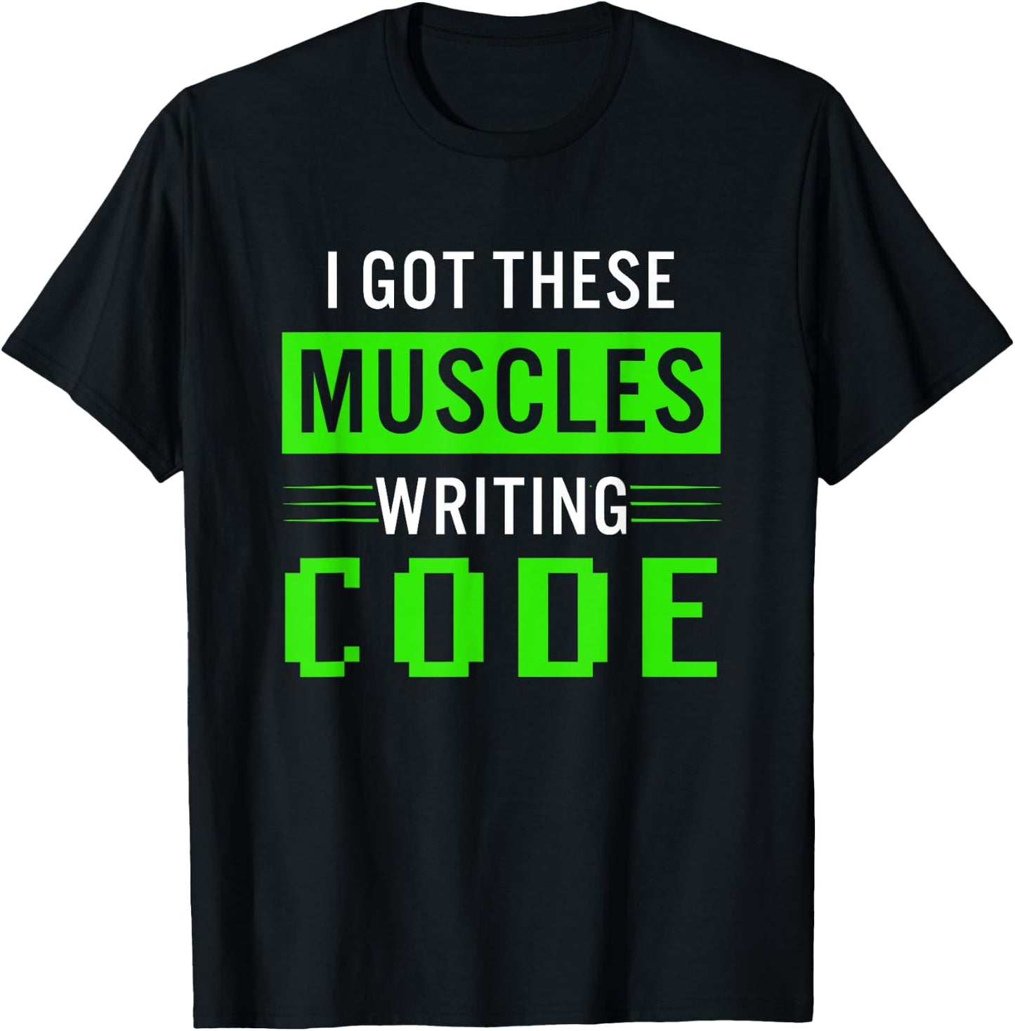 Funny Programmer Writing Code Muscles Meme for Computer Geek T-Shirt - T-Shirt | Black