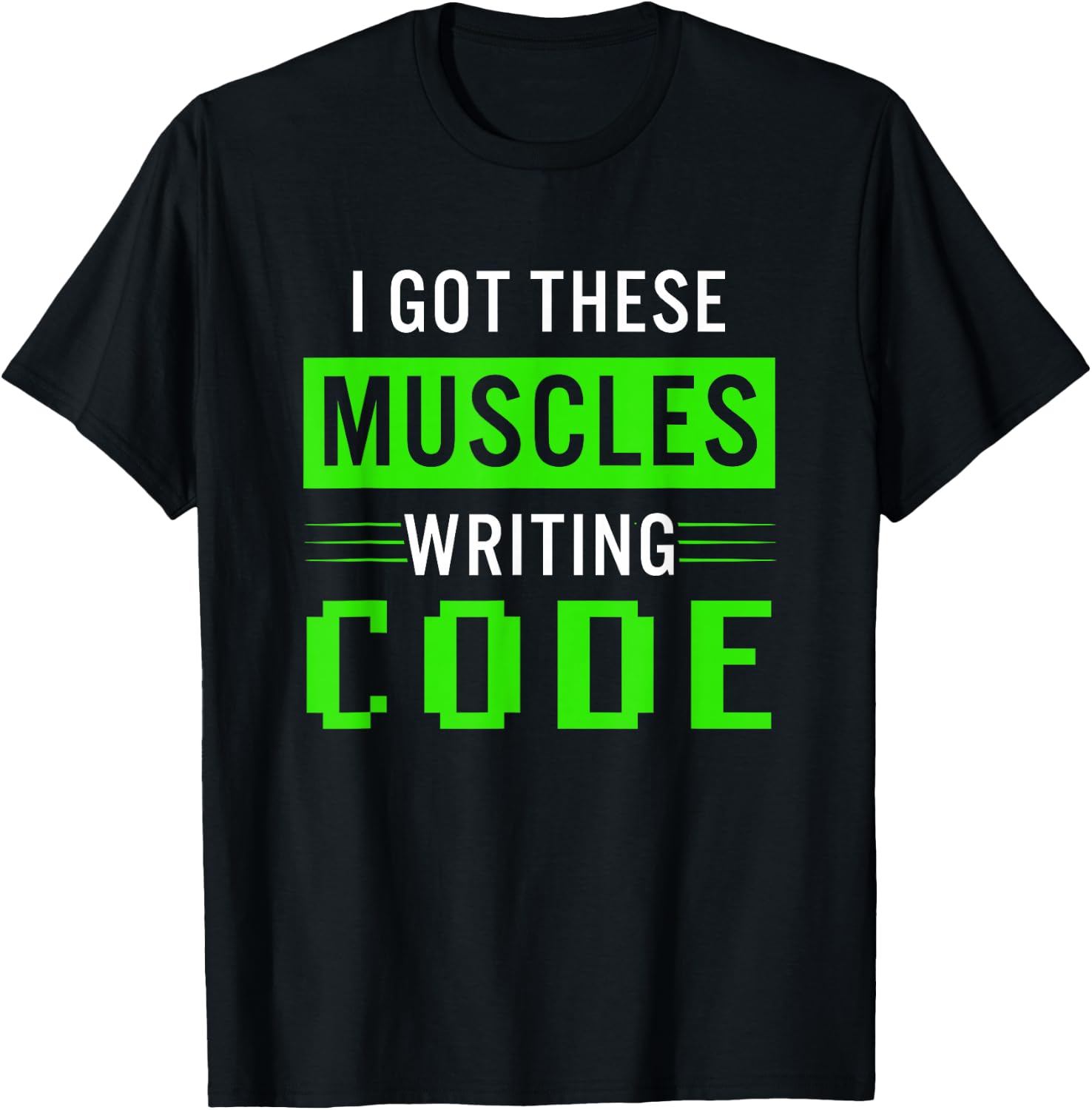 Funny Programmer Writing Code Muscles Meme for Computer Geek T-Shirt - T-Shirt | Black