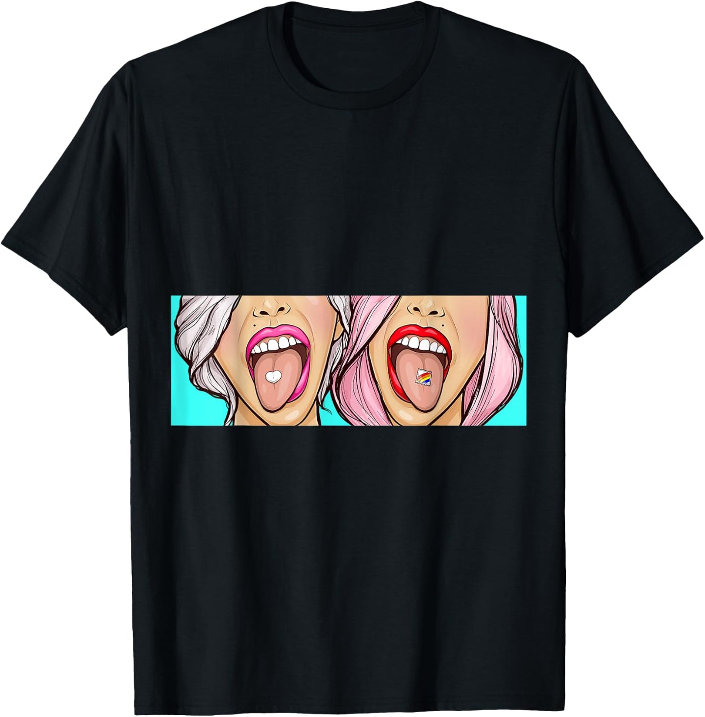 Trippy Girls Techno LSD Trip Rave MDMA Trance Festival DJ T-Shirt - T-Shirt | Black