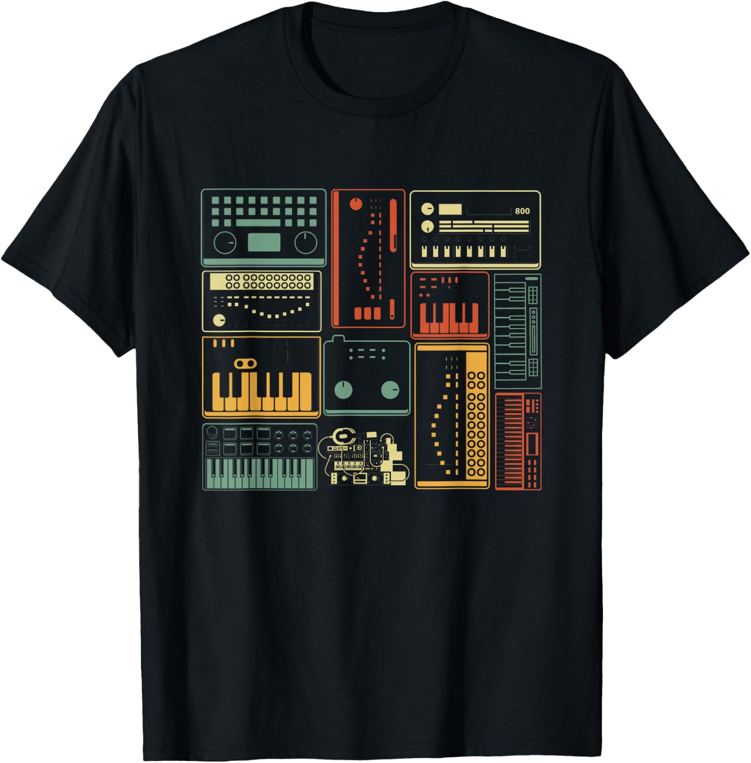 Analog Modular Synthesizer Music Producer Keyboard T-Shirt - T-Shirt | Black