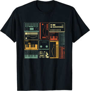Analog Modular Synthesizer Music Producer Keyboard T-Shirt - T-Shirt | Black