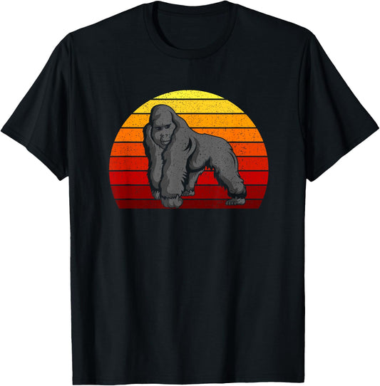 Retro 70s 80s Silverback Gorilla T-Shirt - T-Shirt | Black