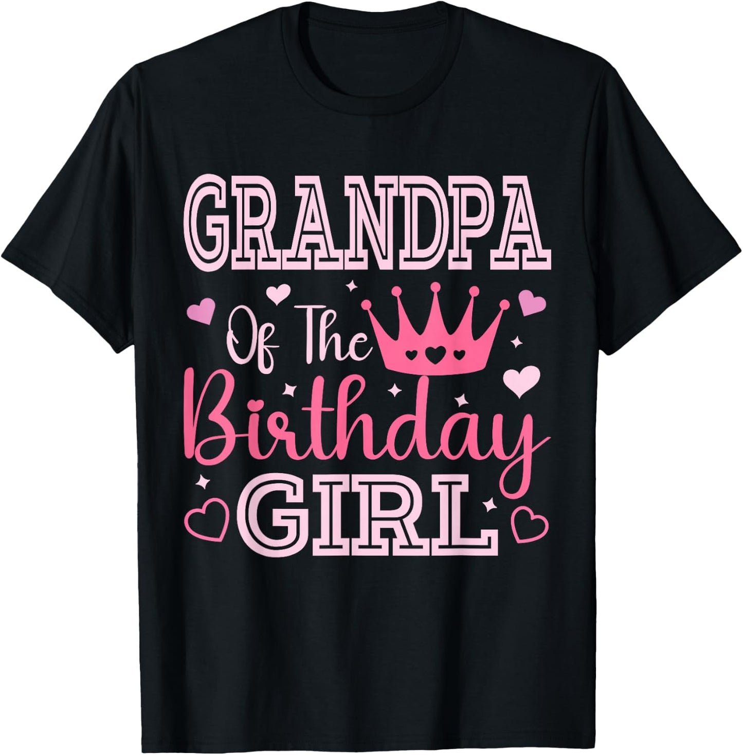 Grandpa of the Birthday Girl Cute Pink Matching Family Party T-Shirt - T-Shirt | Black