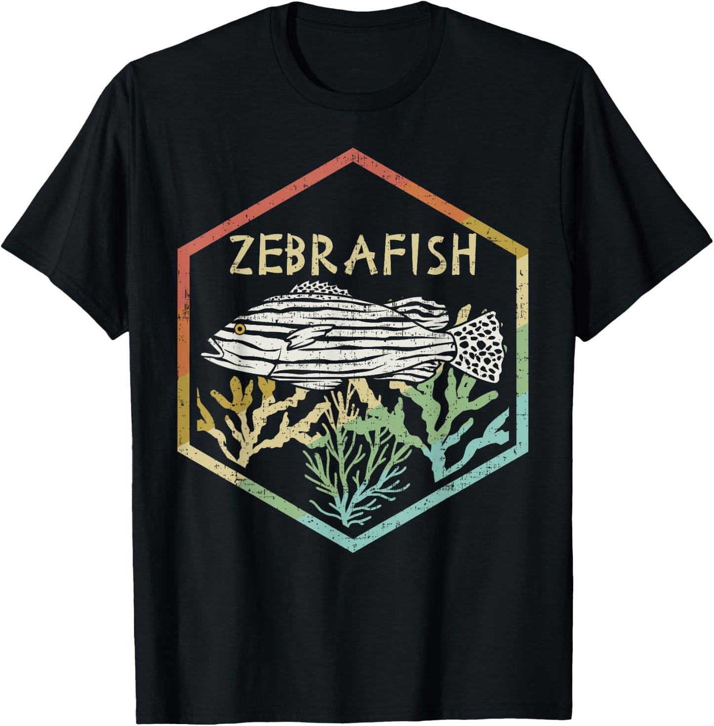 Cool Retro Zebra Fish Silhouette Gift Design Idea design T-Shirt - T-Shirt | Black