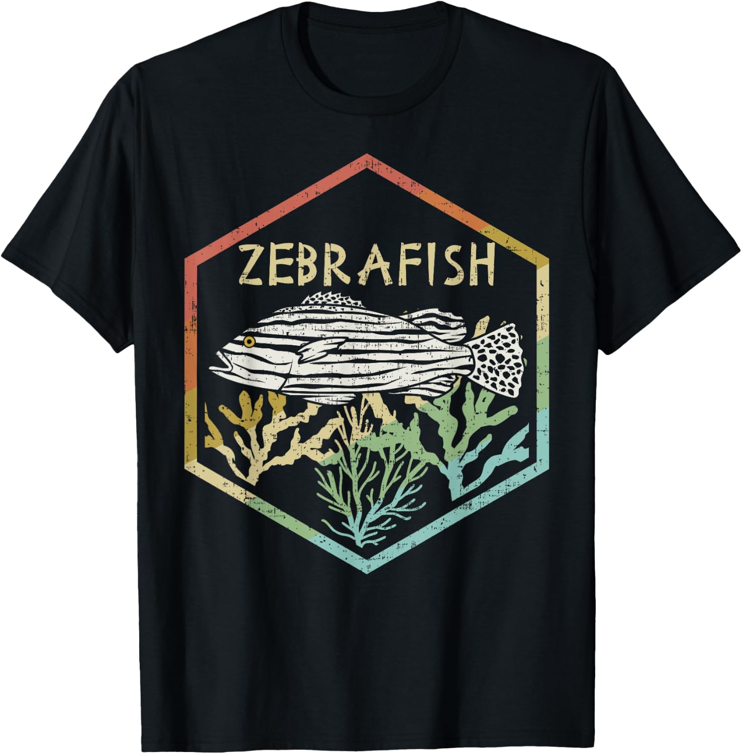 Cool Retro Zebra Fish Silhouette Gift Design Idea design T-Shirt - T-Shirt | Black