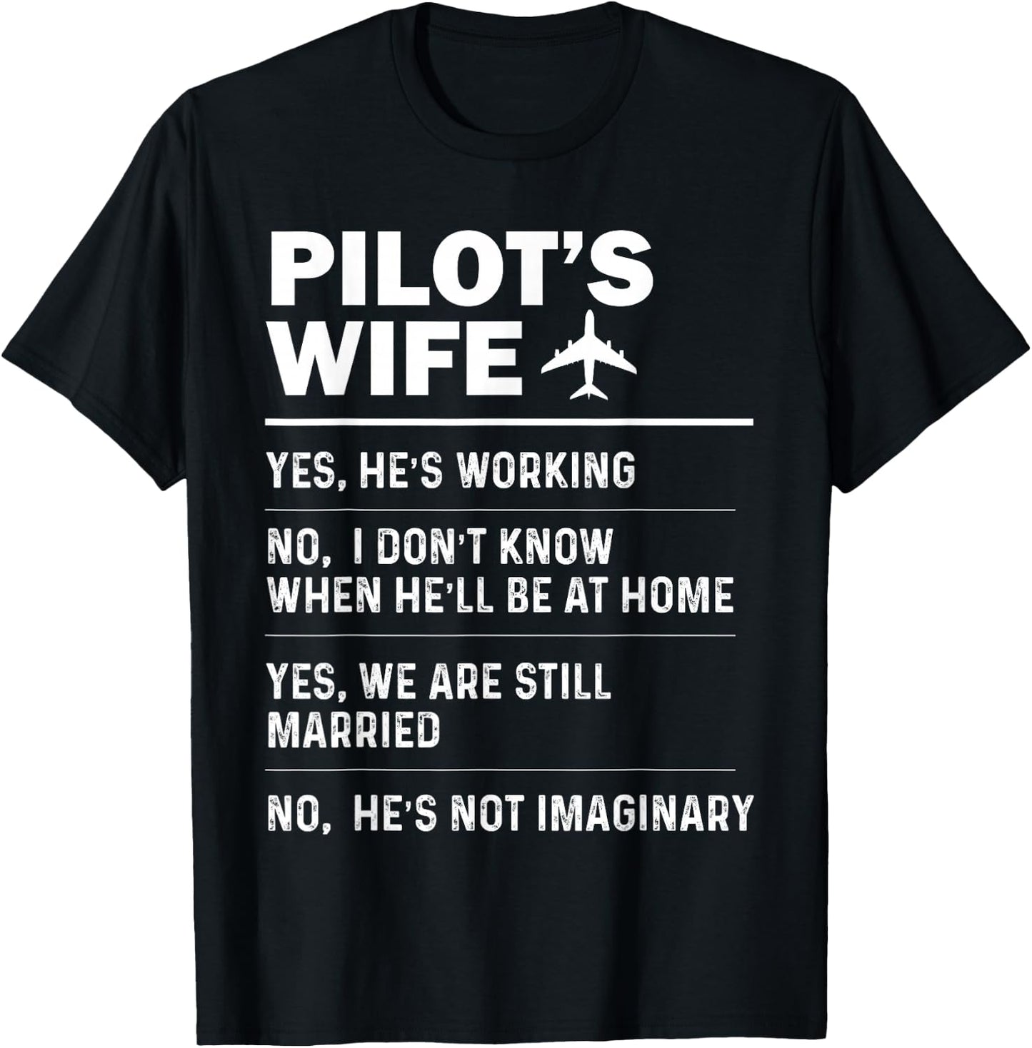 Pilot's Wife Funny Aviation Airline Pilot Husband Aviator T-Shirt - T-Shirt | Black