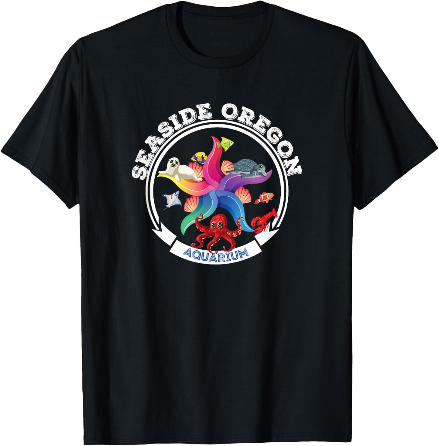 Seaside Oregon Aquarium Marine Life Sea Creatures Souvenir T-Shirt - T-Shirt | Black