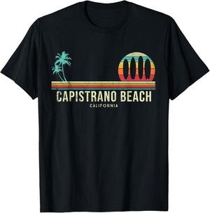California Surf Capistrano Beach Vintage Surf Board Surfer Men Women Kids T-Shirt - T-Shirt | Black