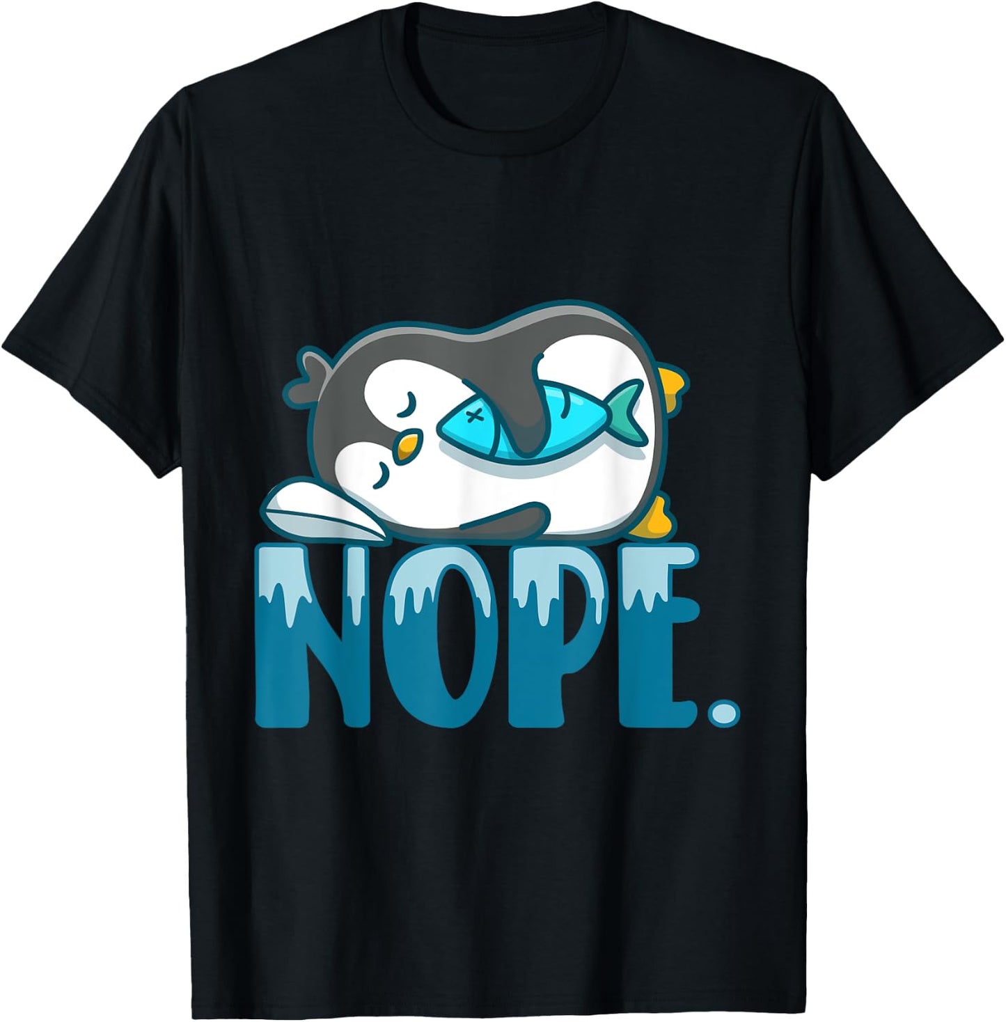 Nope Sleepyhead Sleepy Bedroom Penguins Flippers Penguin T-Shirt - T-Shirt | Black