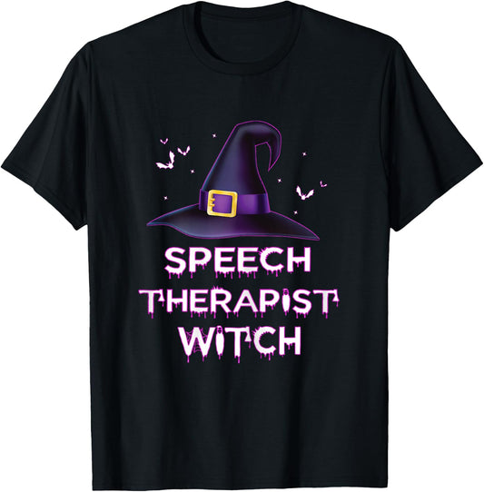 Spooky Speech Therapist Witch Halloween Costume 2023 T-Shirt - T-Shirt | Black