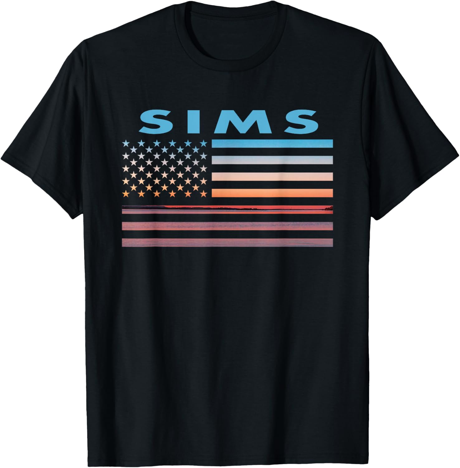 Vintage Sunset American Flag Sims, South Carolina Women Men T-Shirt - T-Shirt | Black