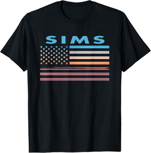 Vintage Sunset American Flag Sims, South Carolina Women Men T-Shirt - T-Shirt | Black