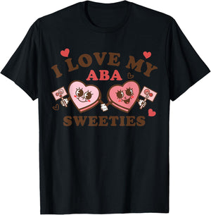 ABA Sweeties Therapy Crew Groovy Hearts Behavior Valentines T-Shirt - T-Shirt | Black
