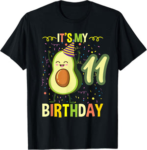 Its My 11th Birthday Avocado T-Shirt - T-Shirt | Black