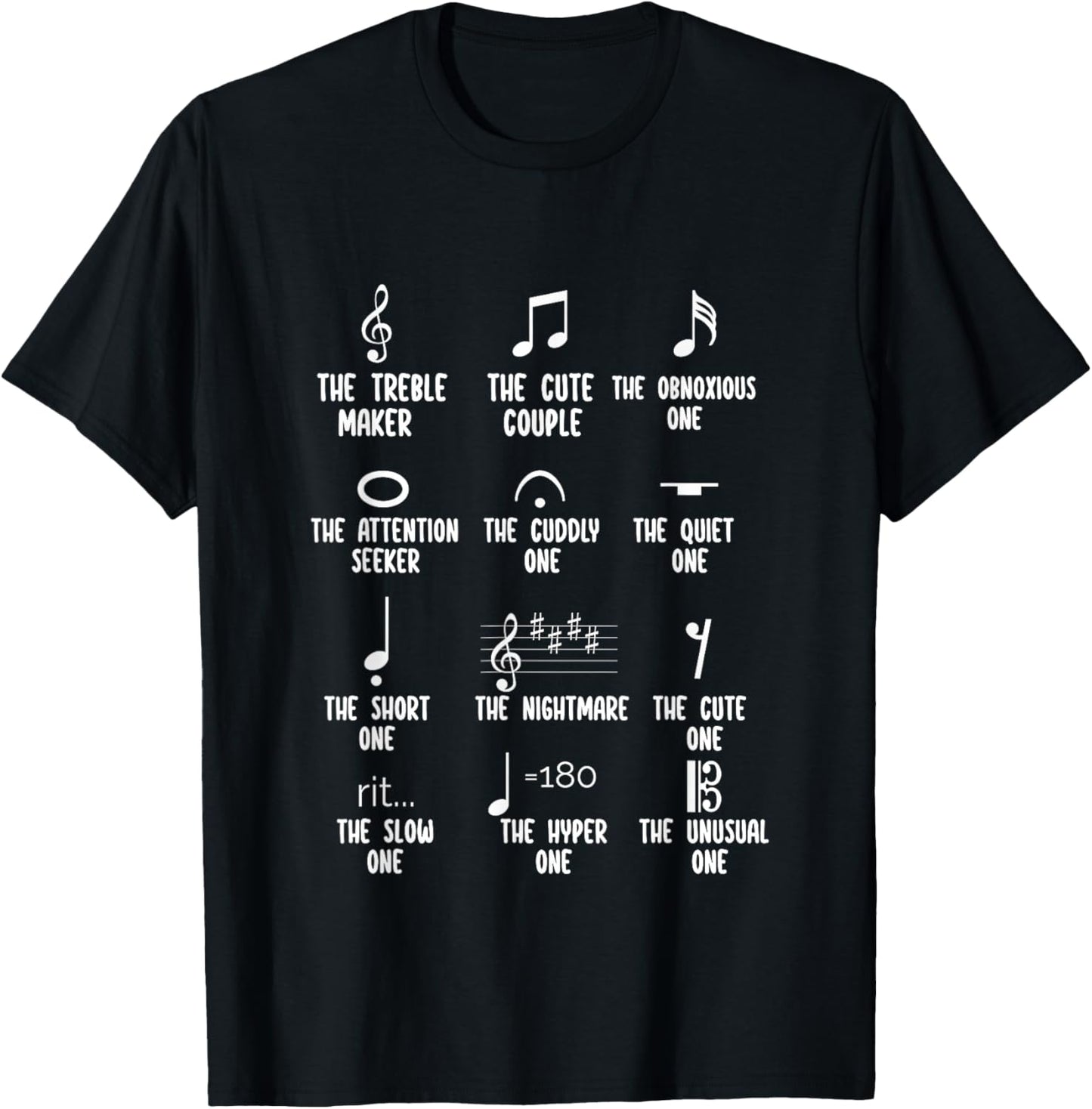 Musical Note Shirt Funny Musician Music Symbols Definition T-Shirt - T-Shirt | Black