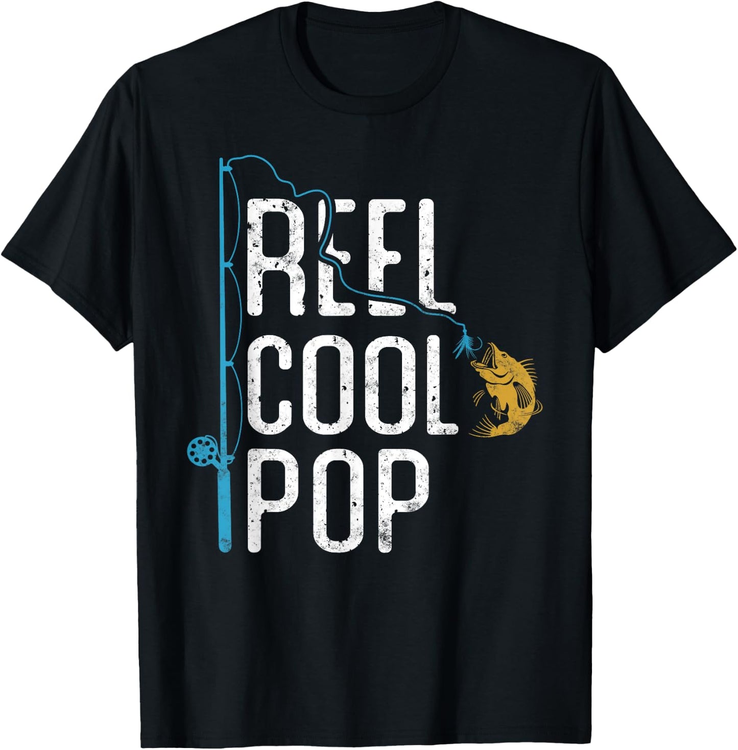 Fishing Reel Cool Pop Father’s day Gift Fisherman Pop T-Shirt - T-Shirt | Black