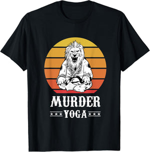 Jiu Jitsu Murder Yoga Vintage Sunset Funny Brazilian T-Shirt - T-Shirt | Black