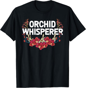 Funny Orchid Gift Women Cool Orchid Flower Whisperer T-Shirt - T-Shirt | Black