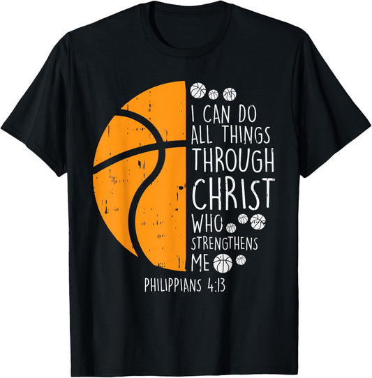 Basketball i can do things Bible Verse God Jesus Gift T-Shirt - T-Shirt | Black