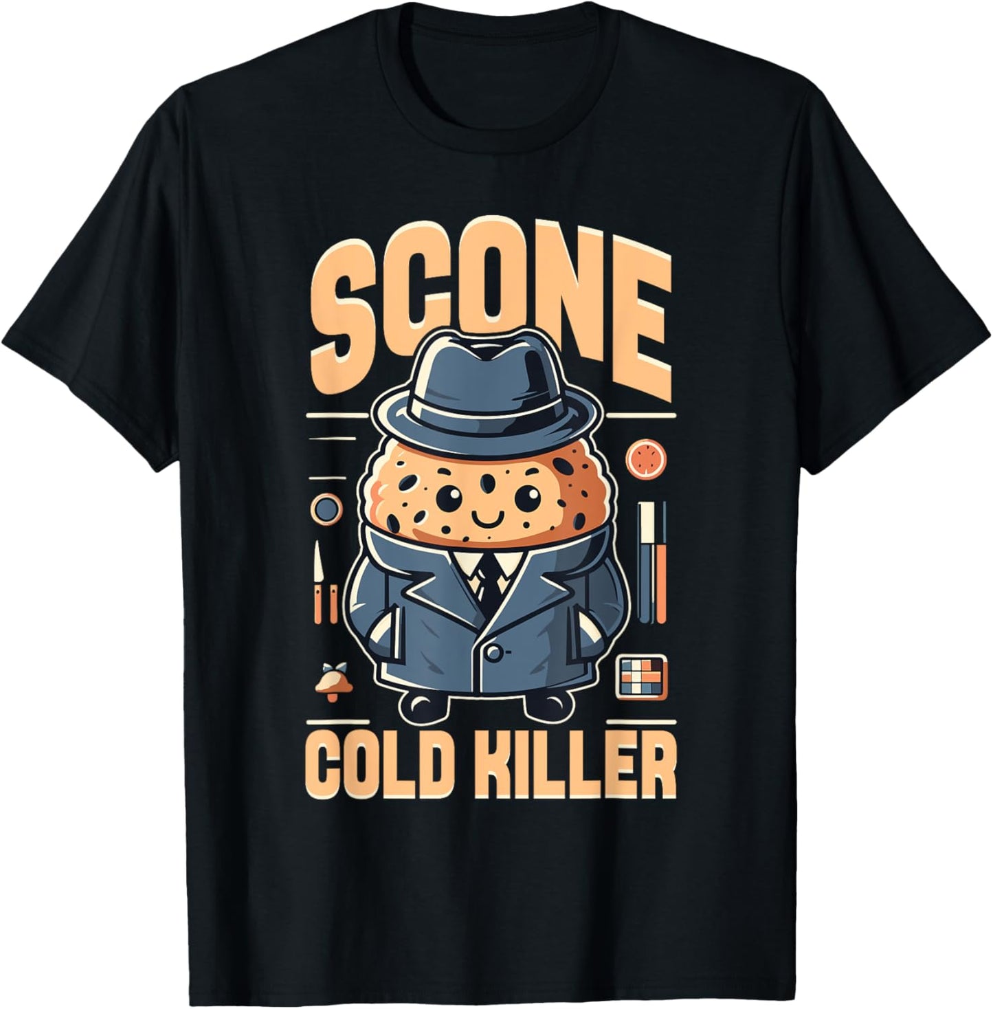 Scone Cold Killer Funny Baking Detective T-Shirt - T-Shirt | Black