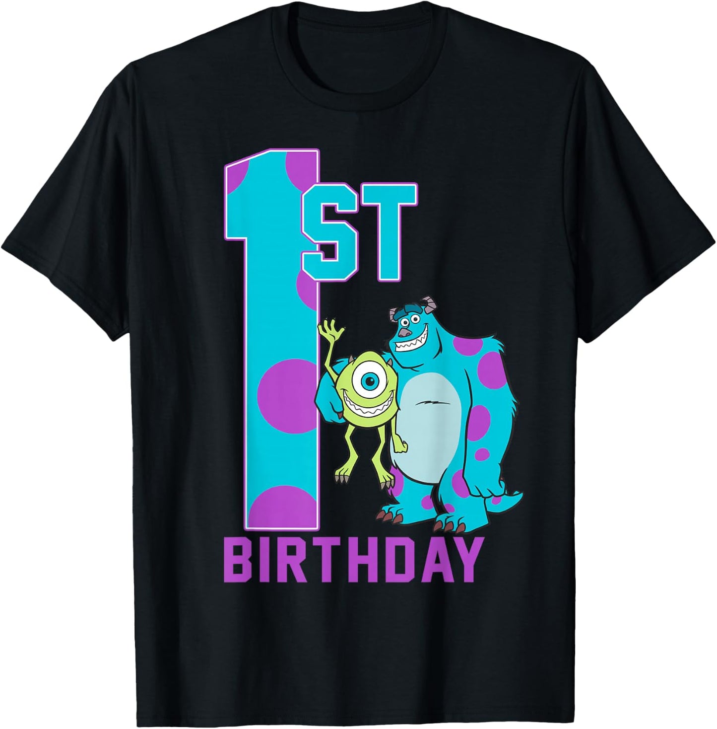 Disney Pixar Monsters Inc. Mike & Sully Happy 1st Birthday T-Shirt - T-Shirt | Black