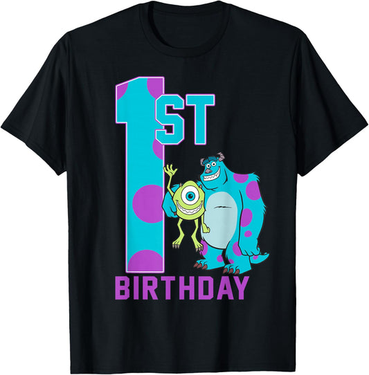 Disney Pixar Monsters Inc. Mike & Sully Happy 1st Birthday T-Shirt - T-Shirt | Black
