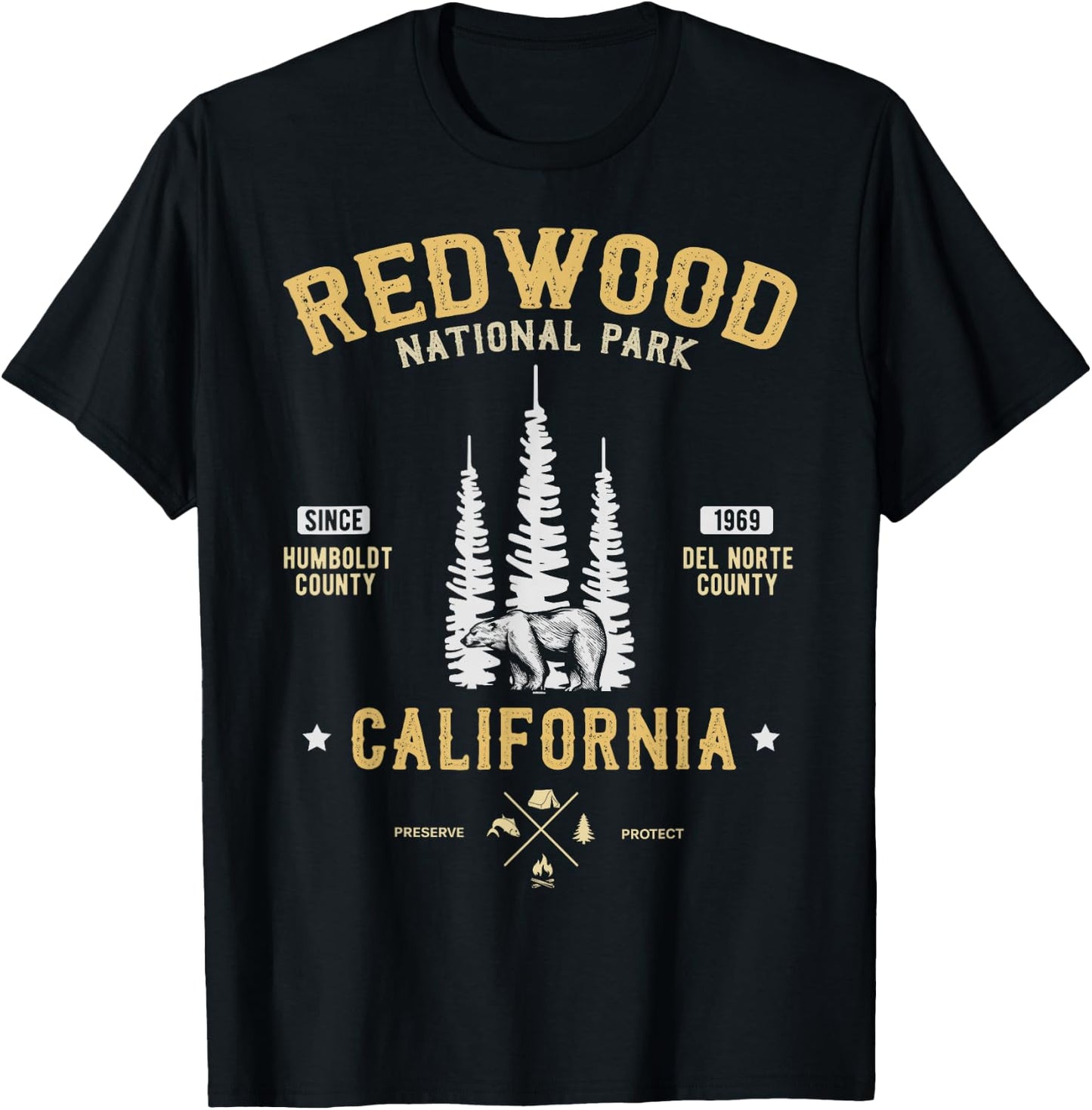 Redwood National Park Shirt, Redwood Forest US Nationalpark T-Shirt - T-Shirt | Black