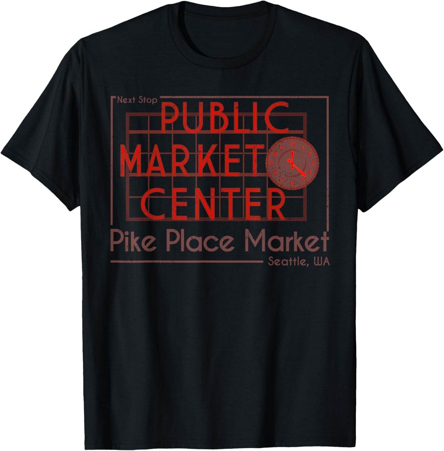 Public Market Center Seattle Next Stop Vintage Gift T-Shirt - T-Shirt | Black