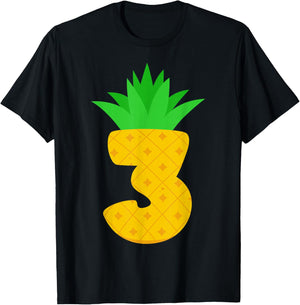 Toddler 3rd Birthday Pineapple Themed 3 Year Old Boys Kids T-Shirt - T-Shirt | Black