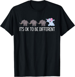 Autism It's Ok to Be Different Elephant Funny Being Unique T-Shirt - T-Shirt | Black
