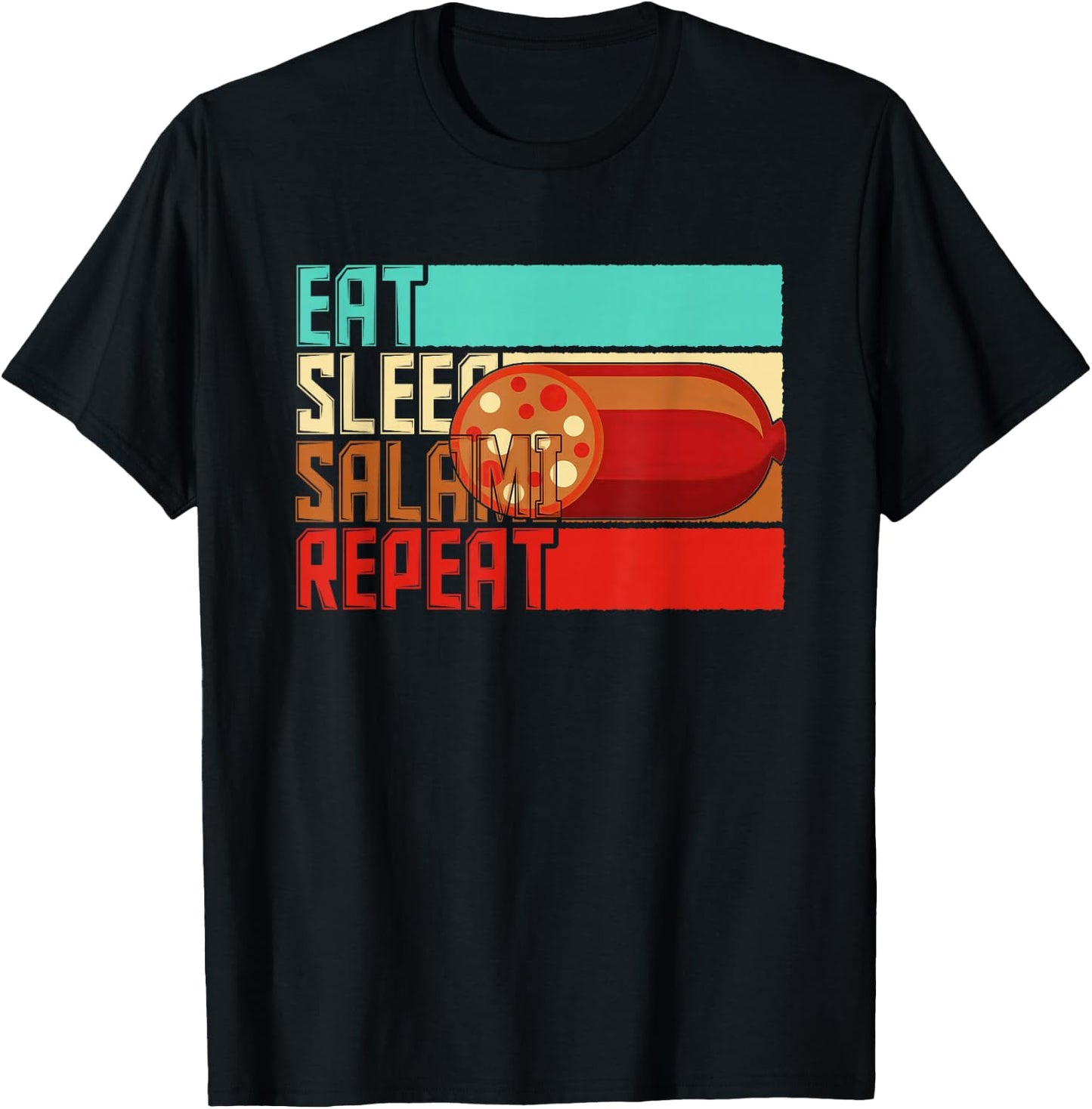 Vintage Eat Sleep Repeat Salami T-Shirt - T-Shirt | Black