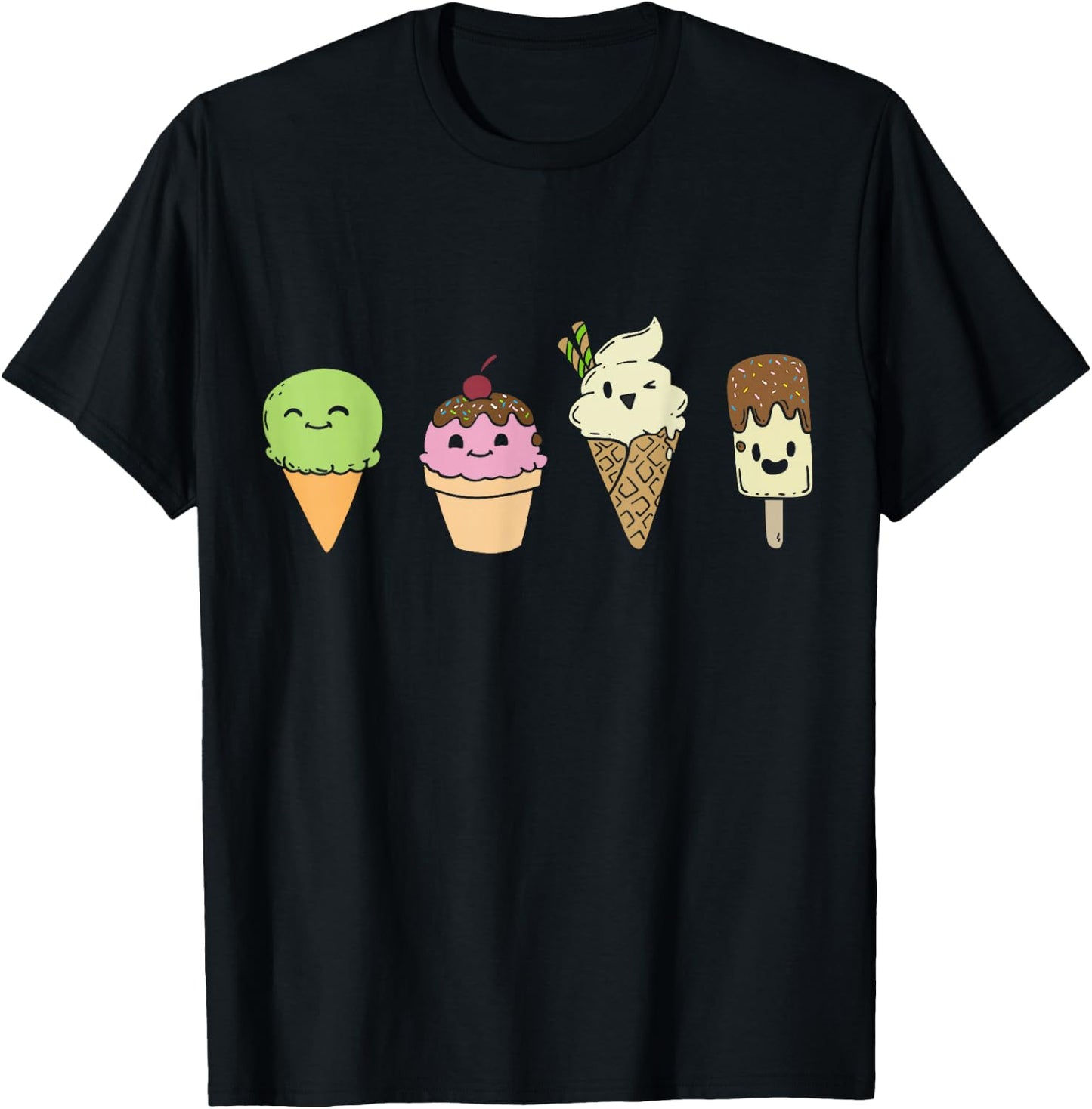 Ice Cream Cones Popsicle Frozen Food Gift T-Shirt - T-Shirt | Black
