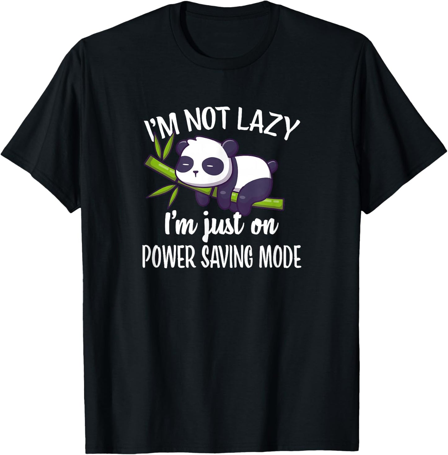 Cute Kawaii Kids Napping Not Lazy Power Saving Panda T-Shirt - T-Shirt | Black