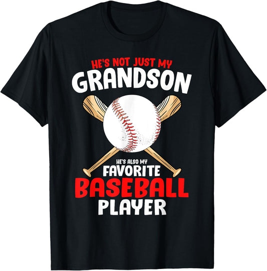 He's not Just My Grandson he's also my favourite baseball T-Shirt - T-Shirt | Black