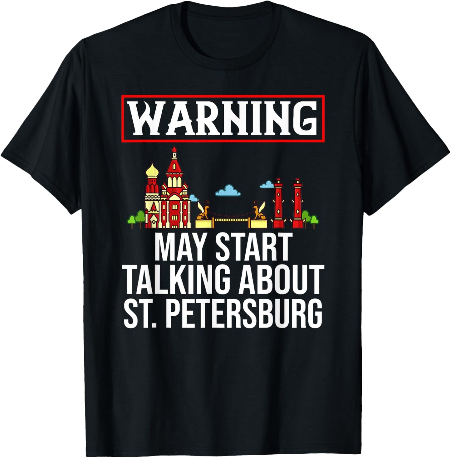 St. Petersburg Russia City Skyline Map Travel T-Shirt - T-Shirt | Black