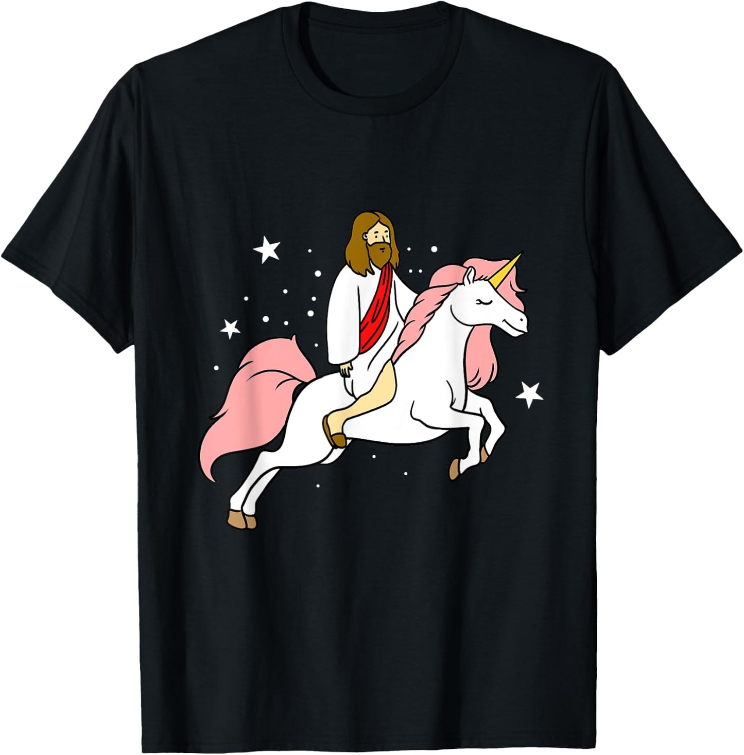 Jesus Riding Unicorn T-Shirt - T-Shirt | Black