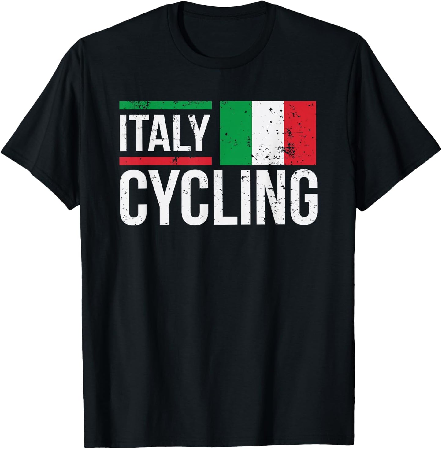 Italy Cycling Cyclist Bike Riding Racing Italian Flag T-Shirt - T-Shirt | Black