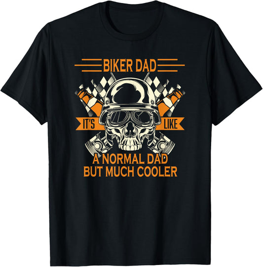 Retro Biker Dad Daddy Motorcycle Father's Day - Biker T-Shirt - T-Shirt | Black