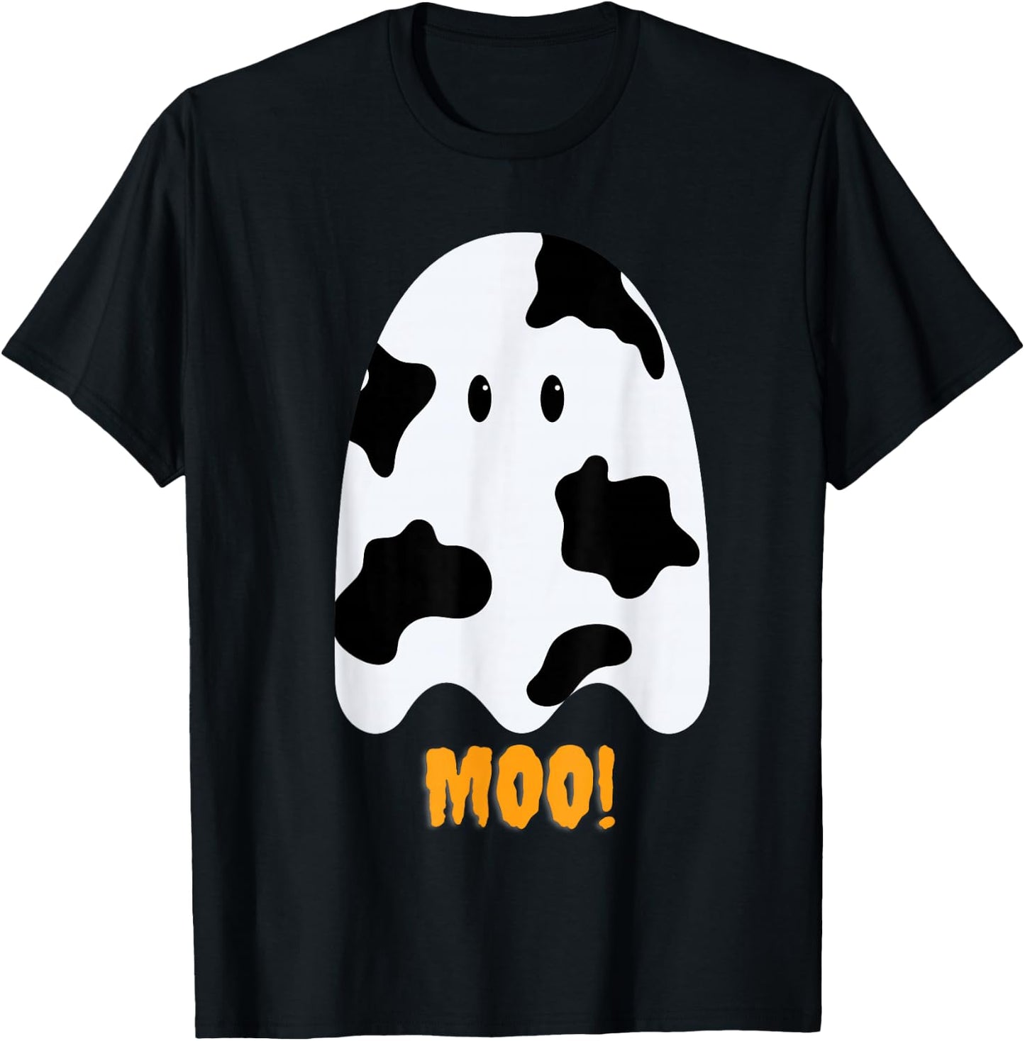Moo! Cute Funny Cow Print Ghost Halloween T-Shirt - T-Shirt | Black