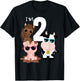 Cool Farm Animals 2nd Birthday Party 2 Year Old Toddler T-Shirt - T-Shirt | Black