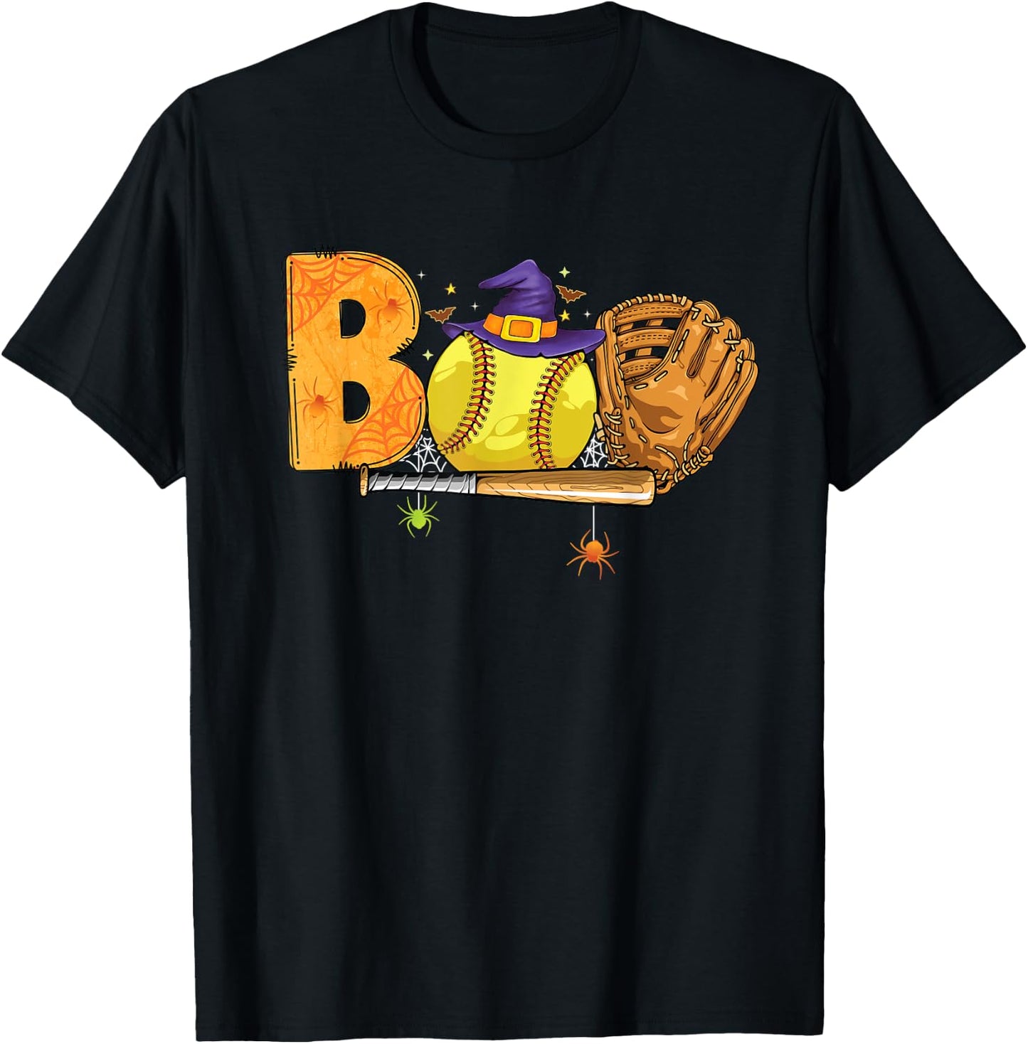 Boo softball Player Catcher Pitcher funny Halloween costume T-Shirt - T-Shirt | Black