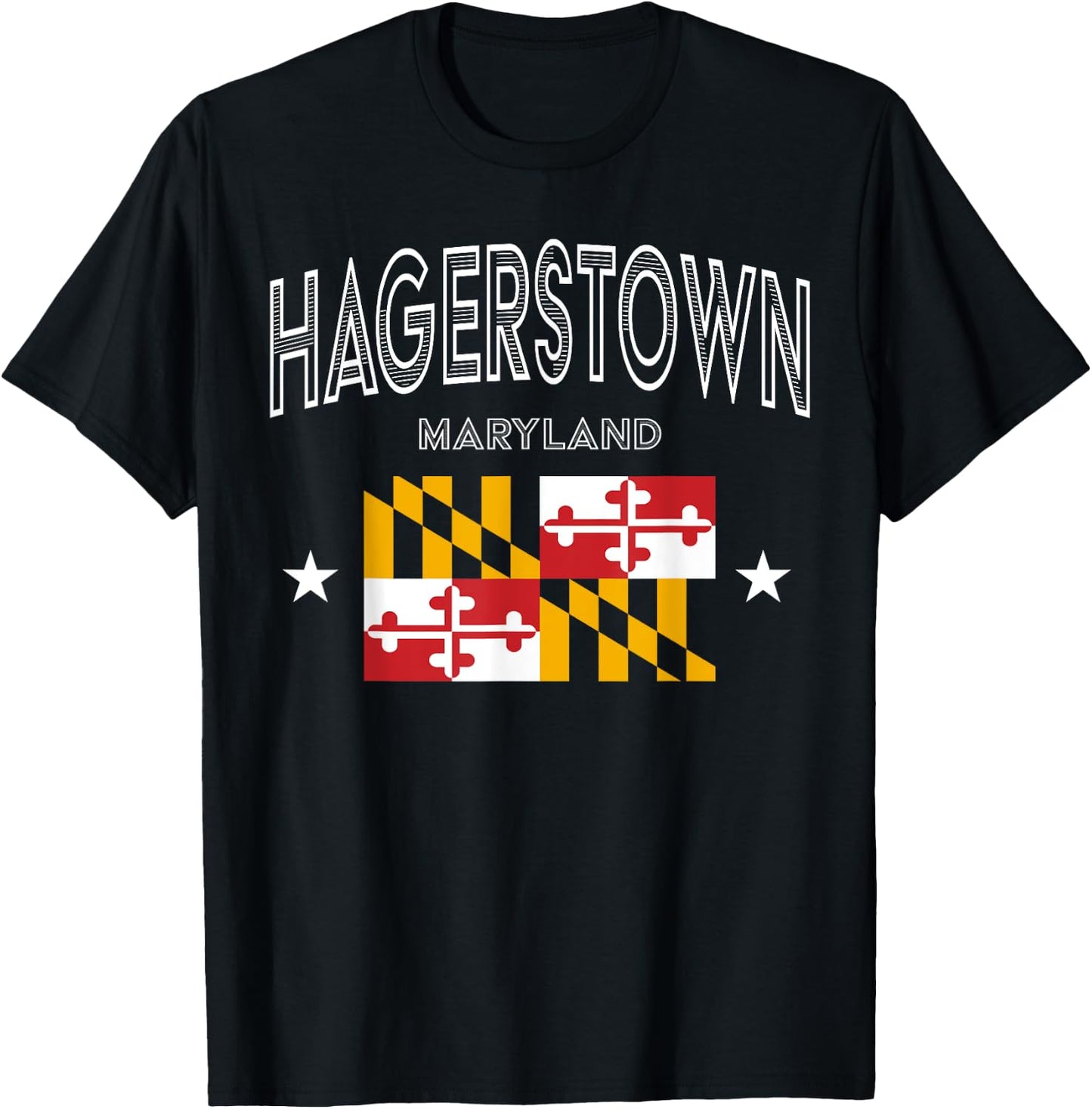 Retro Hagerstown Maryland MD Flag Sport Throwback T-Shirt - T-Shirt | Black
