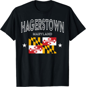 Retro Hagerstown Maryland MD Flag Sport Throwback T-Shirt - T-Shirt | Black