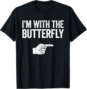 I'm With The Butterfly Matching Butterfly Shirt T-Shirt - T-Shirt | Black