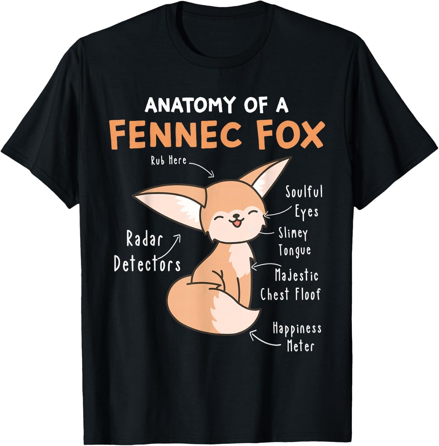 Anatomy Of A Fennec Fox Cute Fennec Fox Lover Gift T-Shirt - T-Shirt | Black