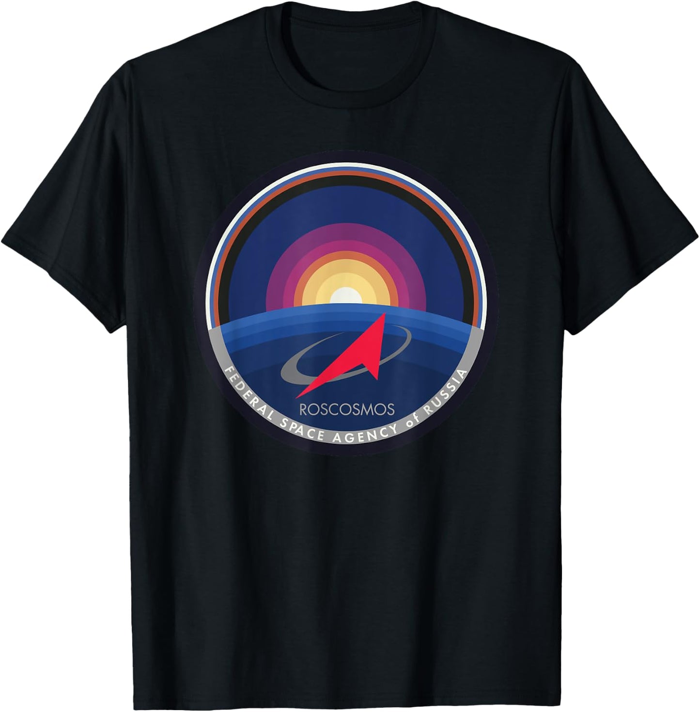Roskosmos Russia Sputnik Space Russian Authority T-Shirt - T-Shirt | Black