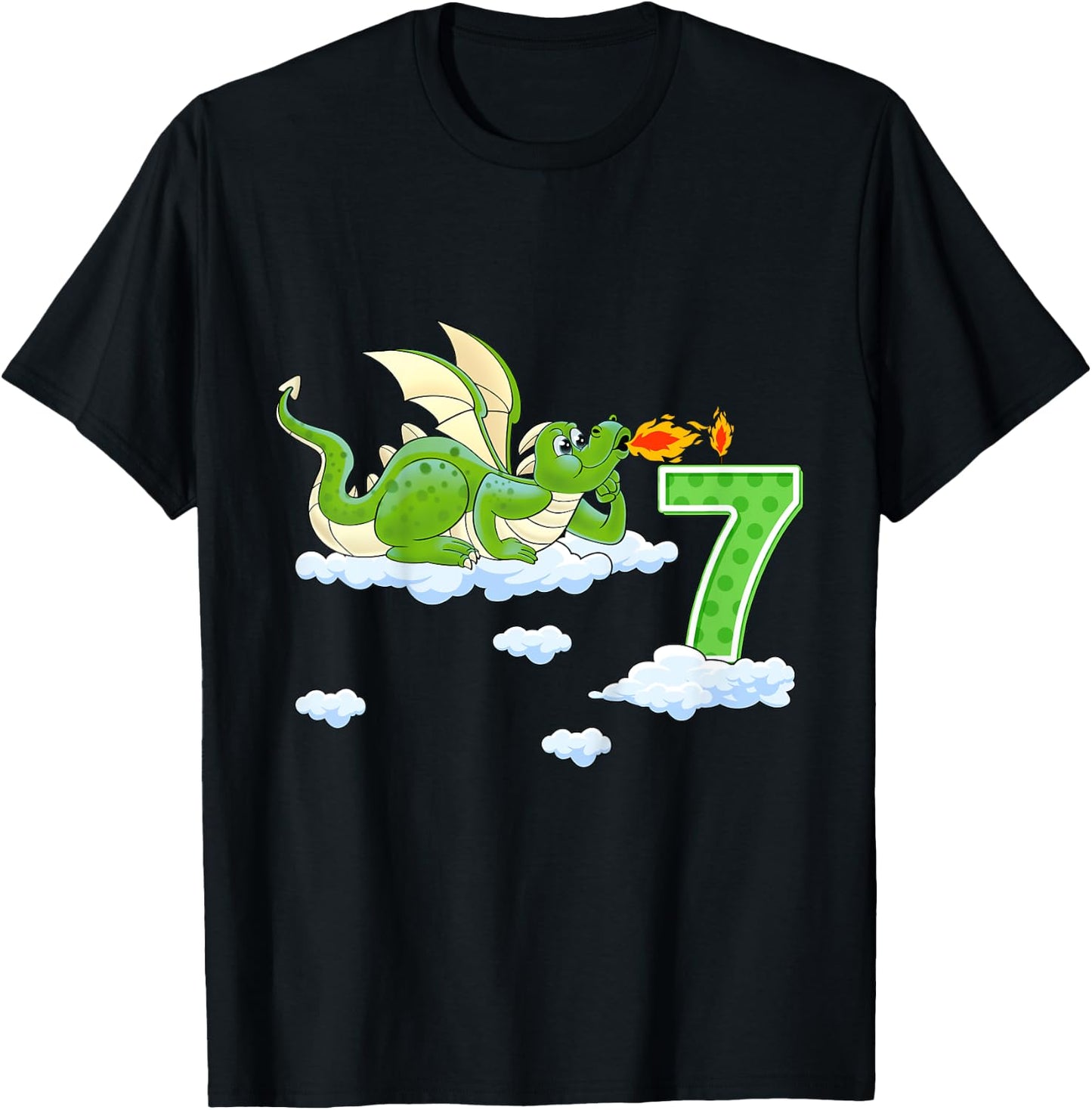 Kids Dragon 7 Year Old Birthday Outfit Boy Knight 7th Birthday T-Shirt - T-Shirt | Black