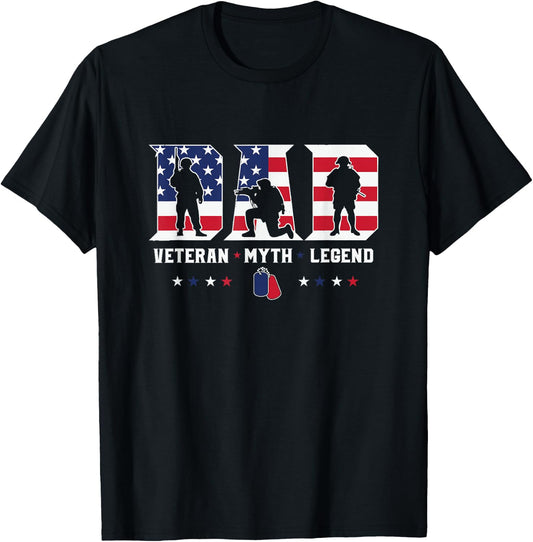 Dad Veteran Myth Legend Shirt, Dad Veteran T-Shirt - T-Shirt | Black