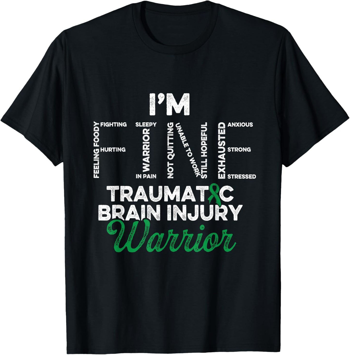 Traumatic Brain Injury Survivor Fine TBI Warrior T-Shirt - T-Shirt | Black